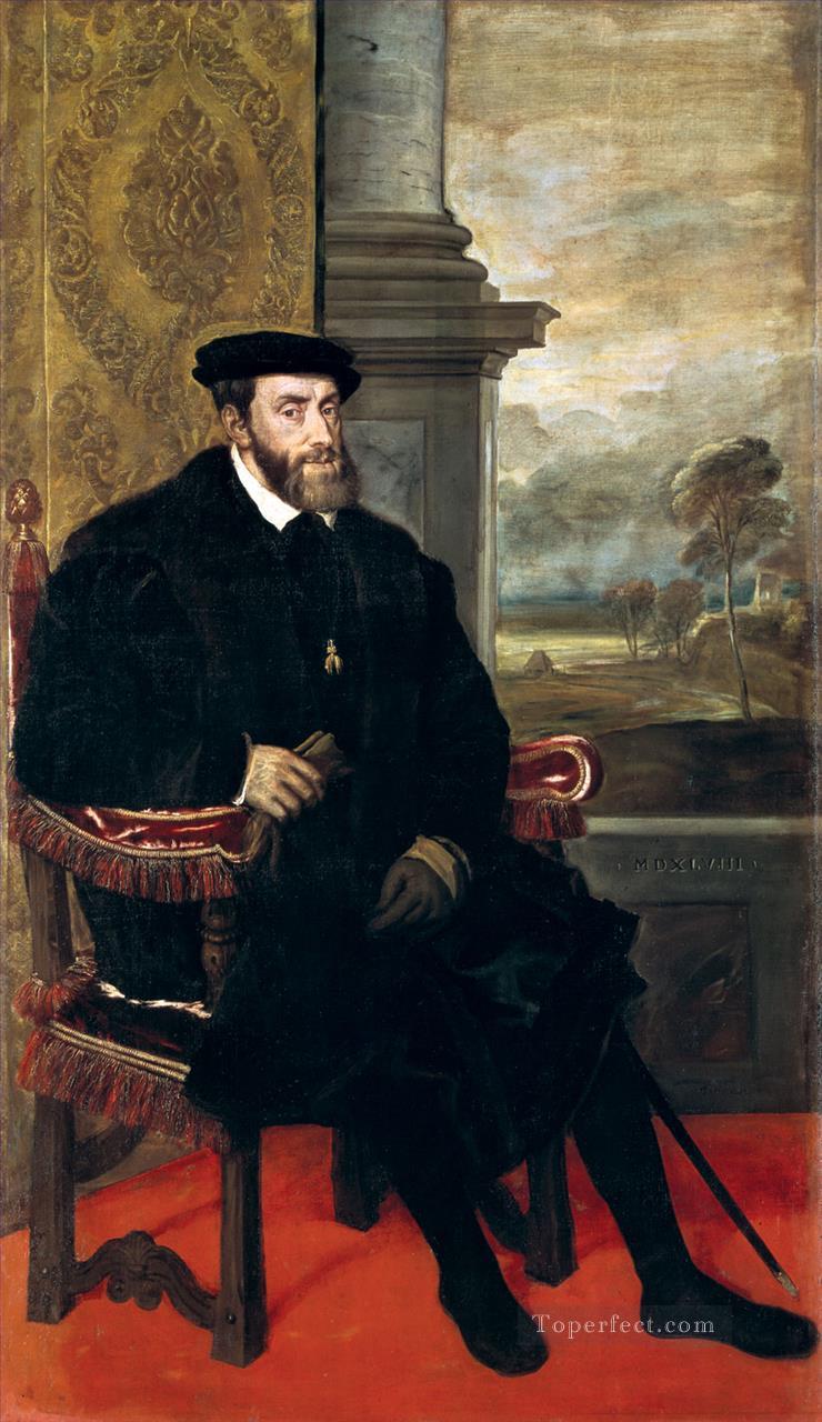 Portrait of Charles V Seated Tiziano Titian Oil Paintings